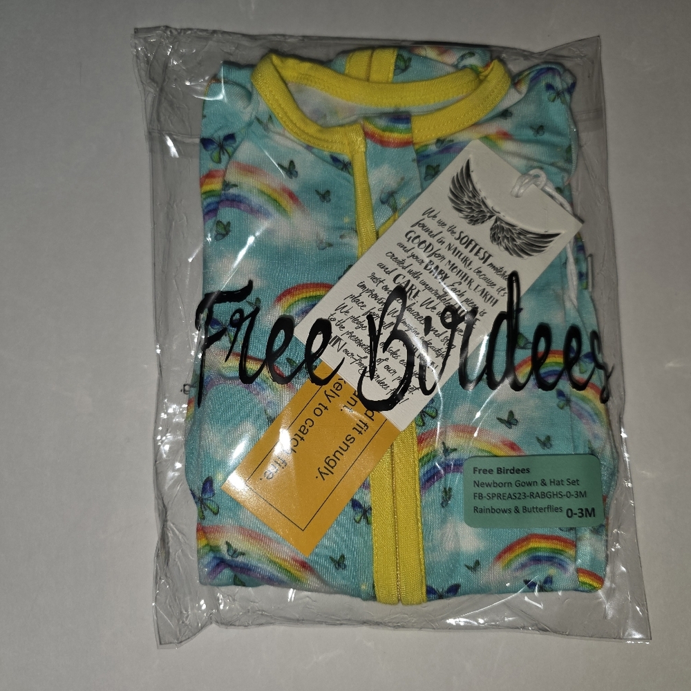 Free Birdees Rainbows & Butterflies Gown & Hat Set